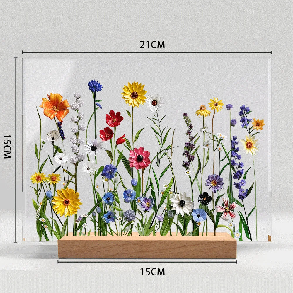 Acrylic Flower Pattern Table Room Desk Imitation Glass Texture Acrylic Desktop Decoration Holiday Gift Desk Decoration Oasis Select BTU418