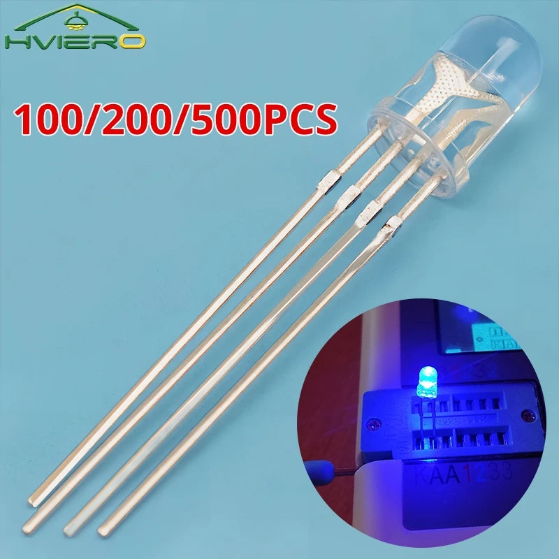 5mm RGB Common Cathode LED Diodes 100/200PCS – Tri-Color