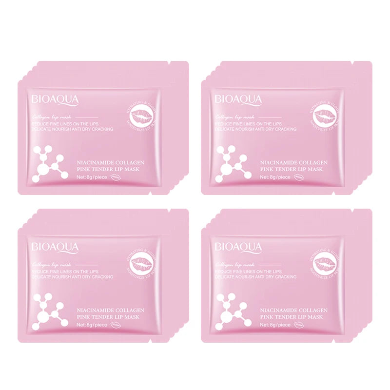 BIOAQUA Crystal Collagen Lip Mask 20pcs – Hydrating Lip Plumper Collagen Lip Mask Oasis Select Nicotinamide 20p