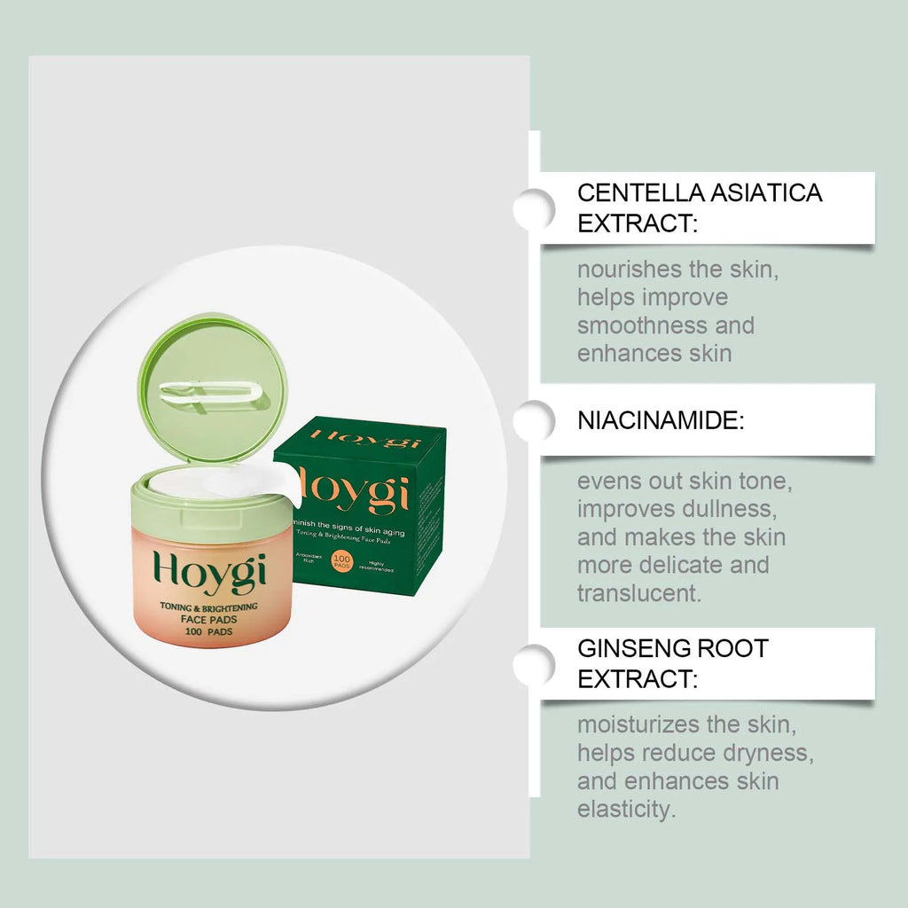Hoygi Centella Asiatica Face Pads – Moisturizing, 100 Pcs Moisturizing Face Pads Oasis Select