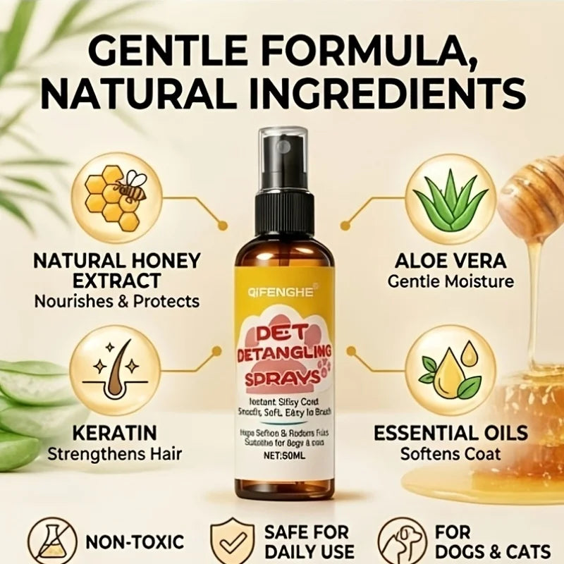 Pet Hair Care Spray And Detangling Conditioner, Instant Fur Smoothing, Deep Nourishing Knot Remover, Hydrating Moisturizing Oasis Select