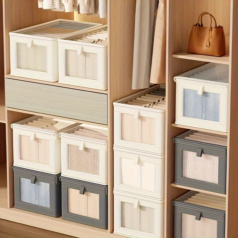 1PC Foldable Oxford Cloth Storage Box Dustproof Household Clothes Organizer with Transparent Window for Home Use Oasis Select