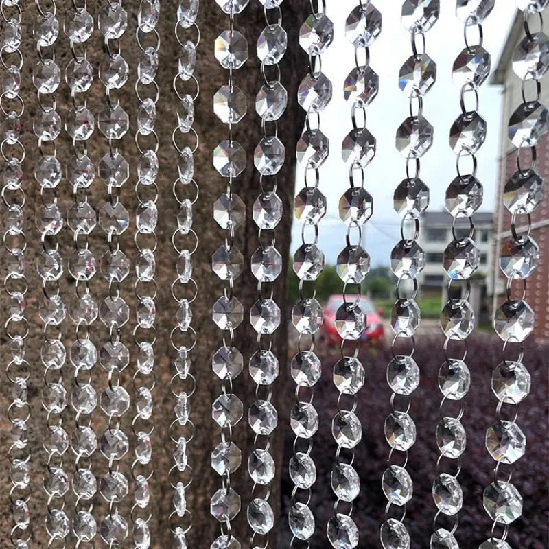 Long Octagon Beads with Silver Rings Hooks Crystal Chandelier Chain Garland for Transparent Crystal Beaded Curtain Oasis Select