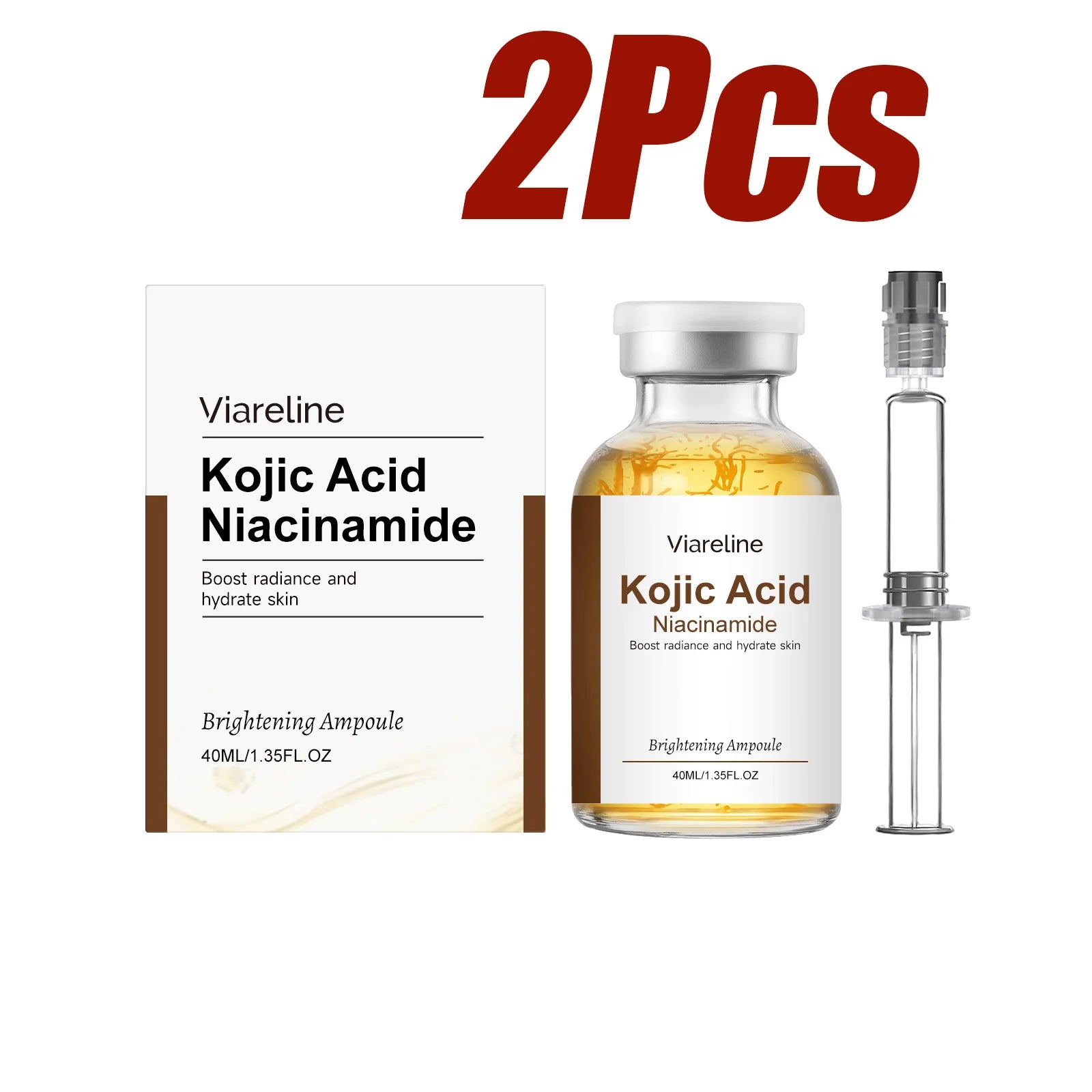 Niacinamide Brightening Ampoule Serum Face Hydrating Even Tone Nourishing Brightening Essence Kojic Acid Dark Spot Corrector Oasis Select 2 x 40ml Boxed