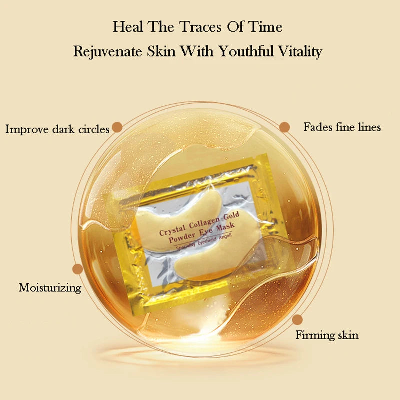 BIOAOUA Crystal Gold Collagen Eye Patches – Dark Circles Collagen Eye Mask Oasis Select