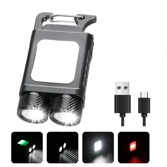 Magnetic COB LED Mini Keychain Flashlight USB-C Rechargeable