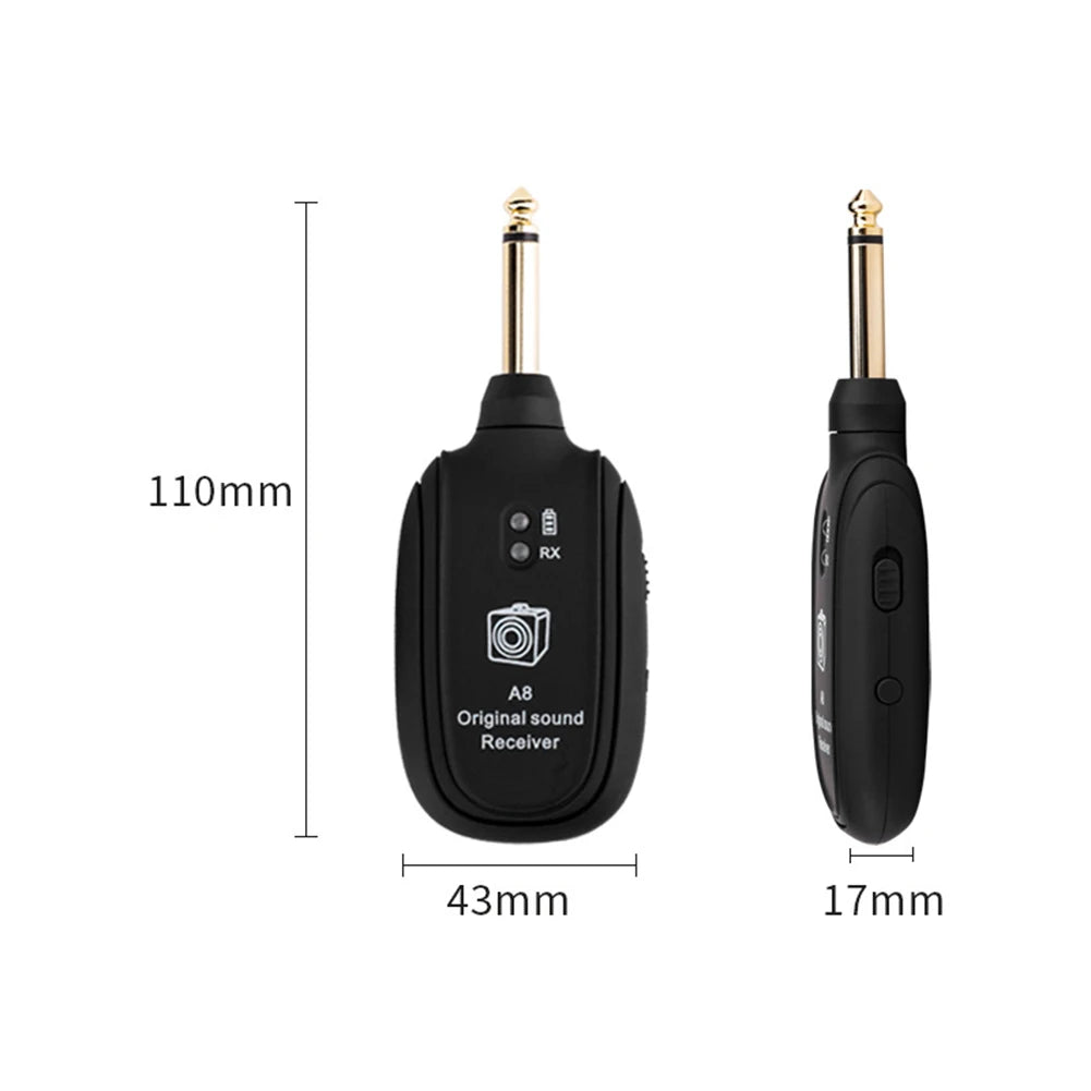 A8 UHF Wireless Guitar System – Transmitter & Receiver Rechargeable Wireless Guitar System Oasis Select