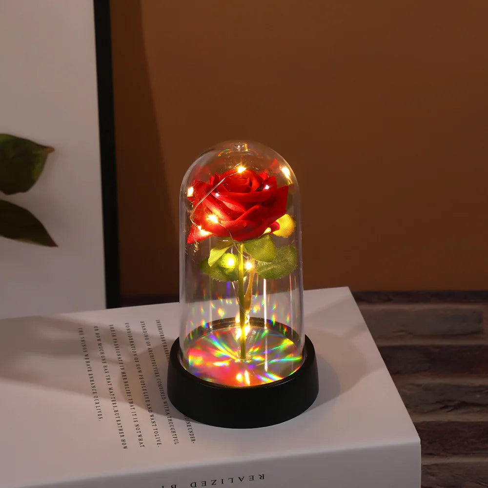 Eternal Rose Single Bouquet with Lamp Soap Valentine's Day Gift Led Lamp Tabletop Decoration Oasis Select A