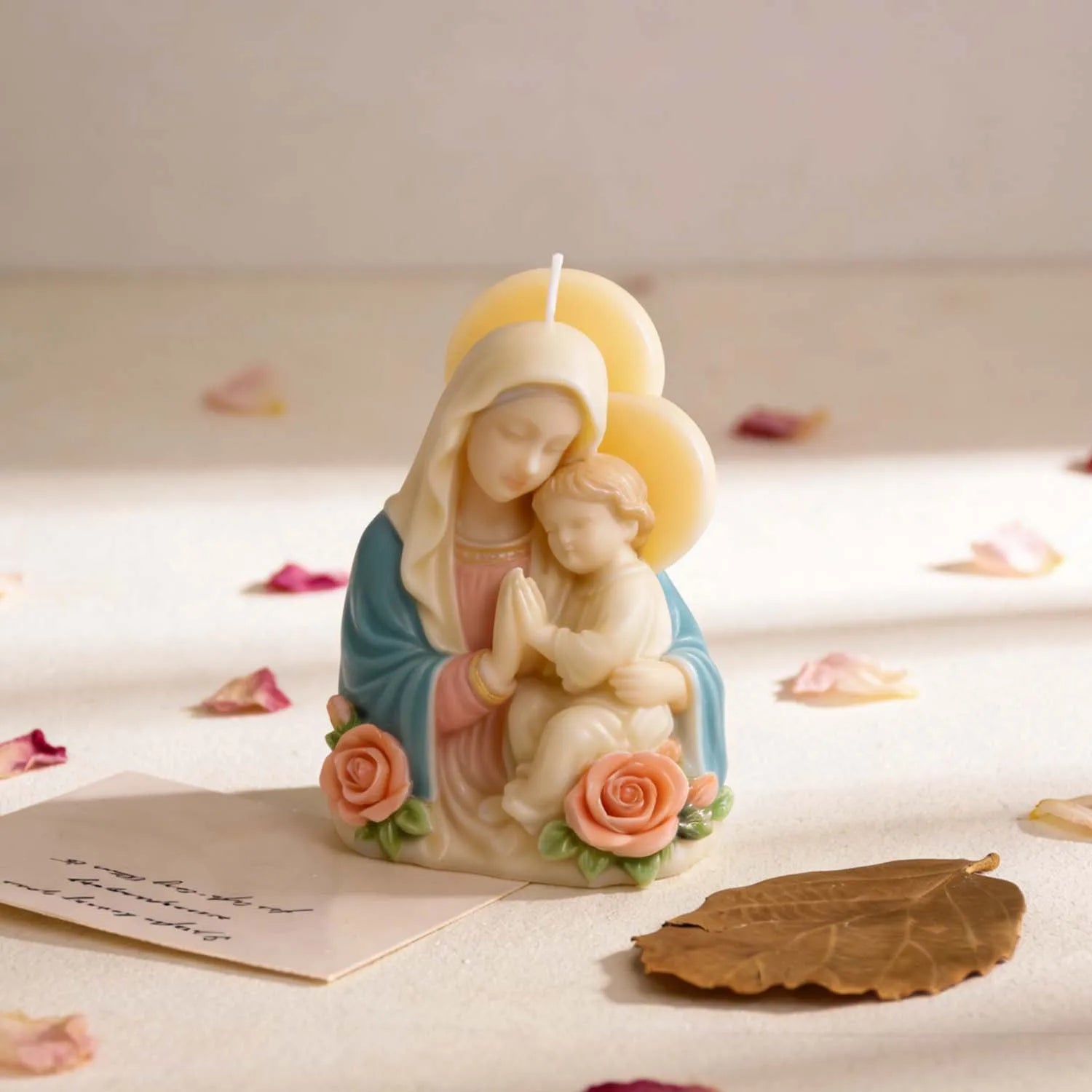 Virgin Mary Baby Jesus Silicone Mold 3D Religious Candle Soap Resin Mold Rose Accents Sacred Heart Easter Christmas Home Decor Oasis Select
