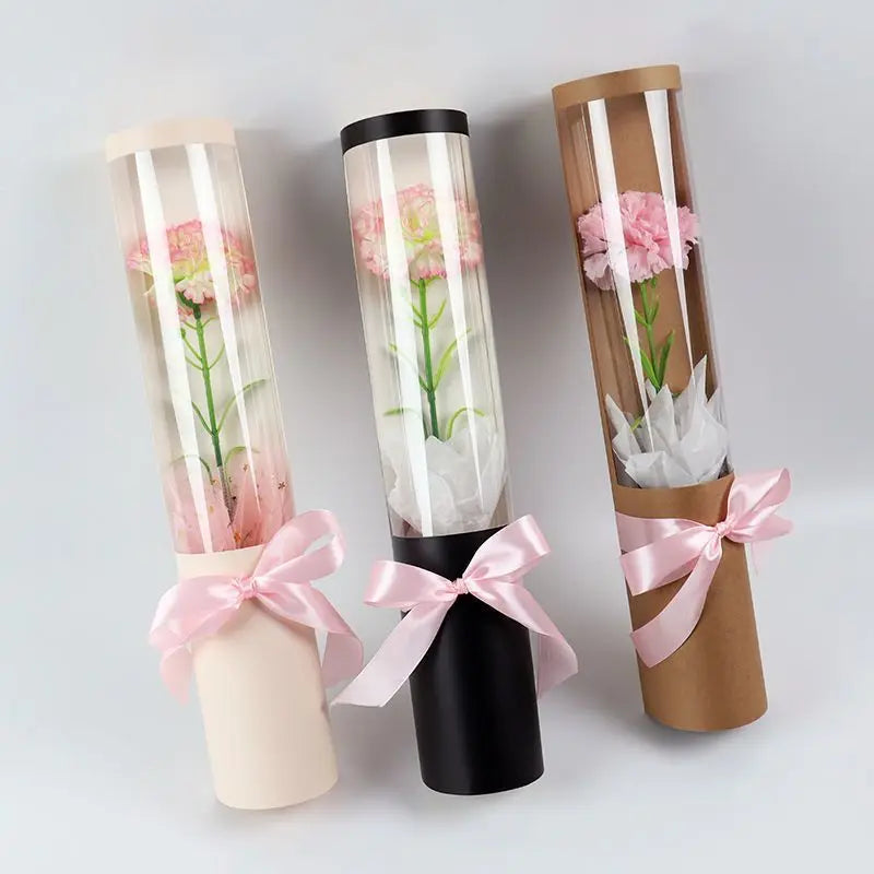 Flower Packaging Box Single Branch Rose Carnation Bouquet Florist Wrapping Boxes Transparent Gifts Bag Mother's Day Decoration Oasis Select