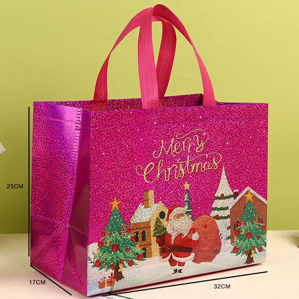 Christmas Non-Woven Tote Gift Bag | Santa & Xmas Tree