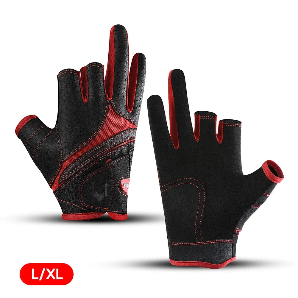 Half Finger Anti-Slip Sports Gloves | PU Leather 2-Piece Set