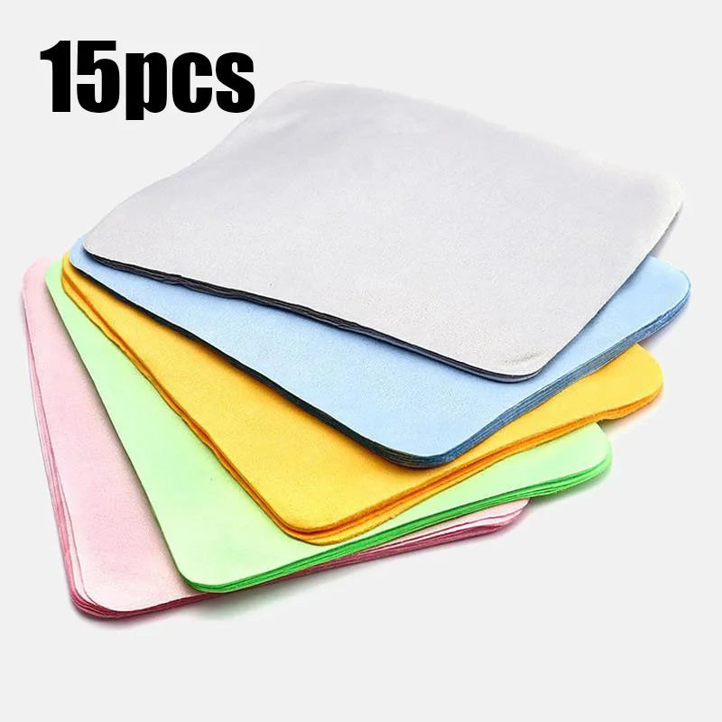 5/10/30pcs High Quality Chamois Glasses Cleaner Microfiber Cleaning Cloth For Lens Phone Screen Cleaning Wipes Eyewear Accessory Oasis Select 15pcs mix