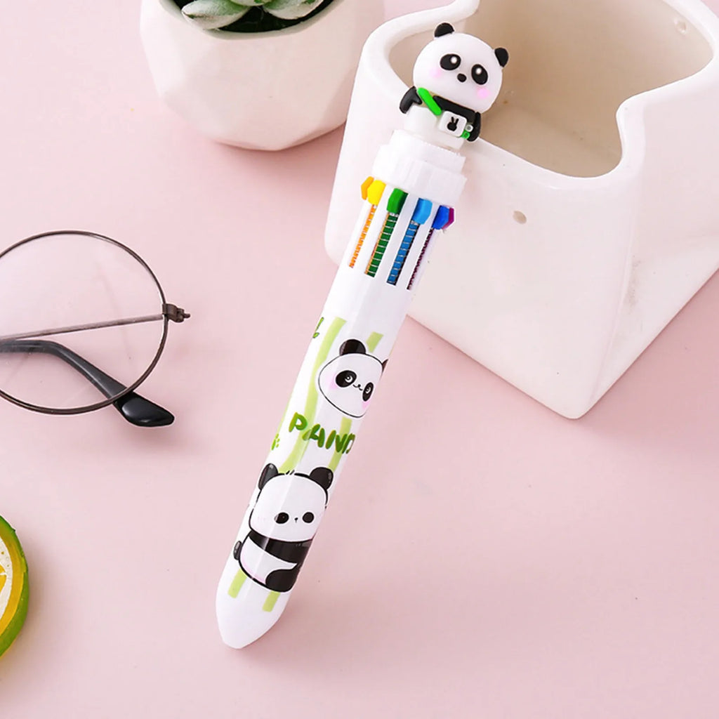 Cute Panda 10-in-1 Multicolor Ballpoint Pen | Kawaii Stationery Novelty Ballpoint Pen Oasis Select