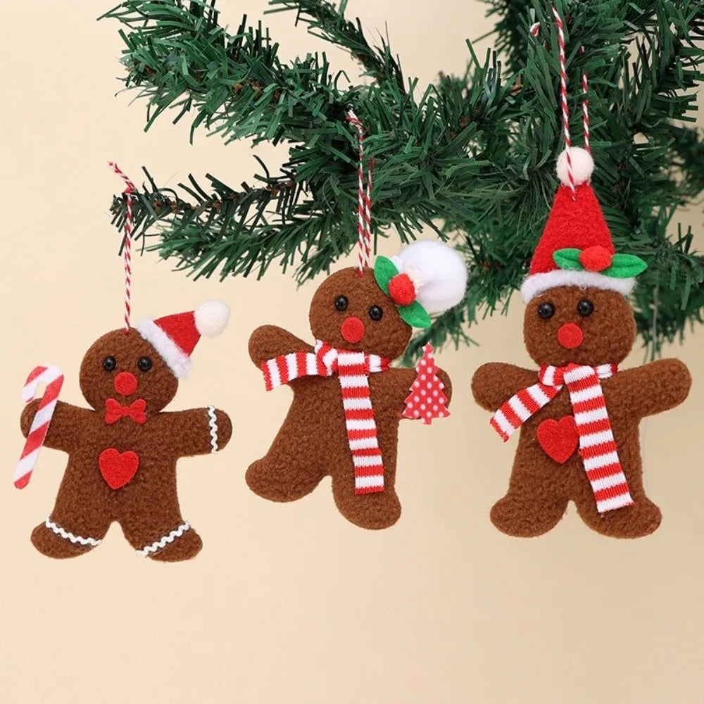 Gingerbread Man Christmas Tree Ornaments – Set of 3 Pendants