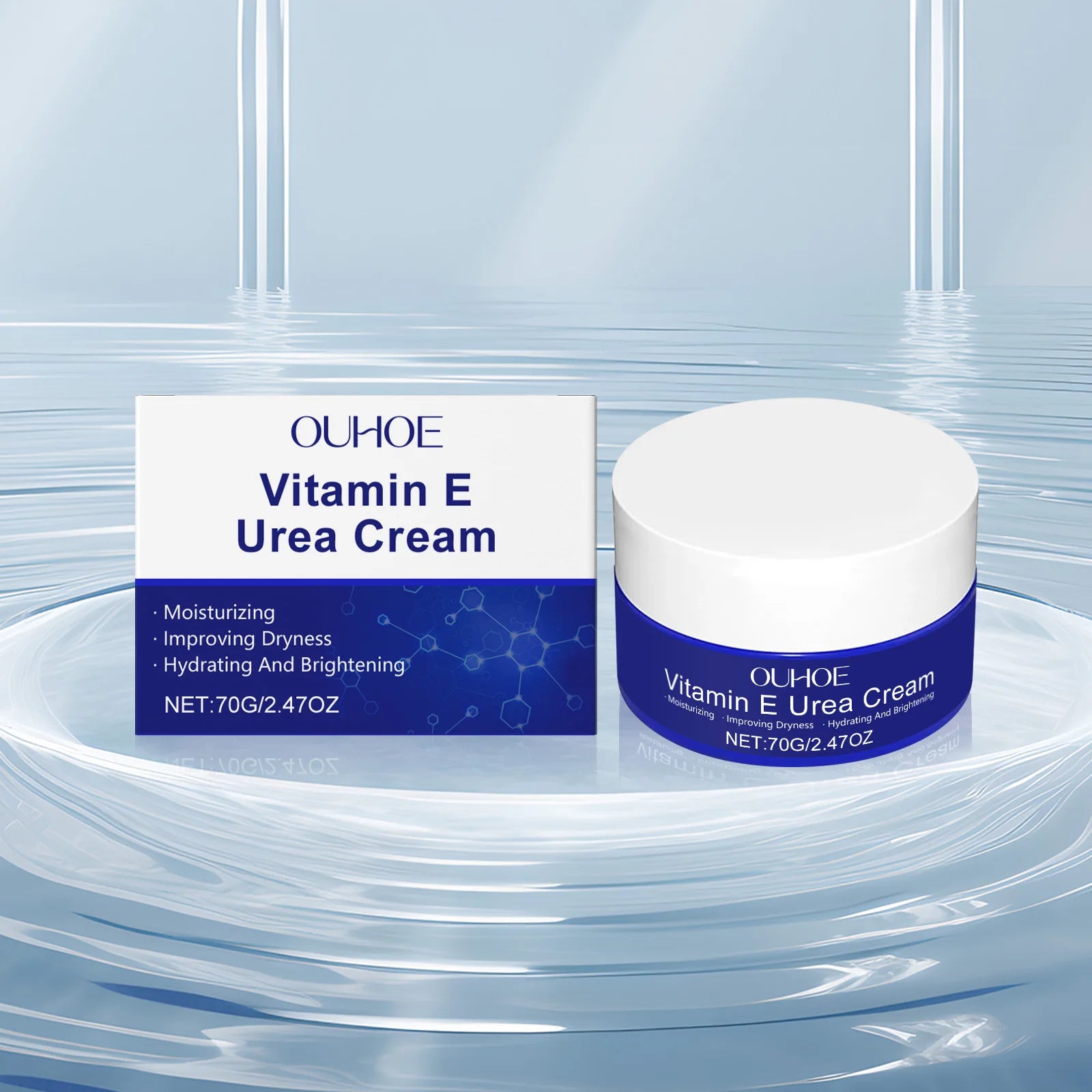 Vitamin E & Urea Cream – Intense Moisturizer for Dry Skin, Hydrating Face and Body Cream, Brightening Treatment for Rough Skin Oasis Select 70g boxed