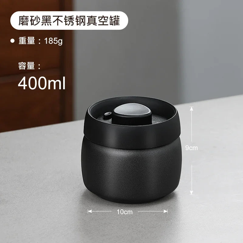 Stainless steel tea sealed jar Moisture-proof household tea storage jar press vacuum high-grade coffee bean sealed jar Oasis Select 400ml