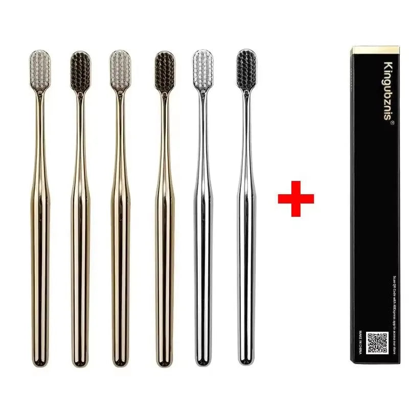 4/1pcs Luxury Soft Toothbrush Men Women Adult Tooth Brush Gold Silver Dental Brushes Elegance Gentle Toothbrushes Drop Shipping Oasis Select Mix-6pcs