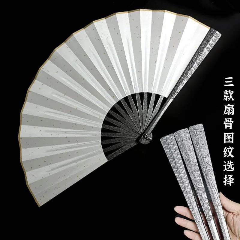 Metal Kung Fu Folding Fan Silk Cloth Fan Surface Tungsten Steel Alloy Self-defense Kung Fu Fan Oasis Select 7 Bamboo pattern