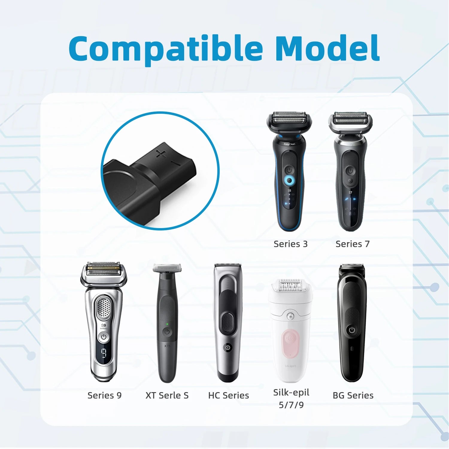 12V USB-C Shaver Adapter for Braun Series 3 5 7 9 | LED Shaver Charging Adapter Oasis Select