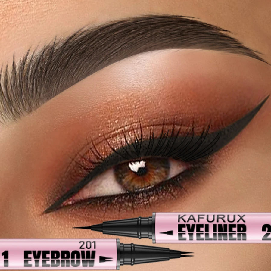 KAFURUX 2-in-1 Waterproof Eyebrow & Eyeliner Pen – 4 Colors