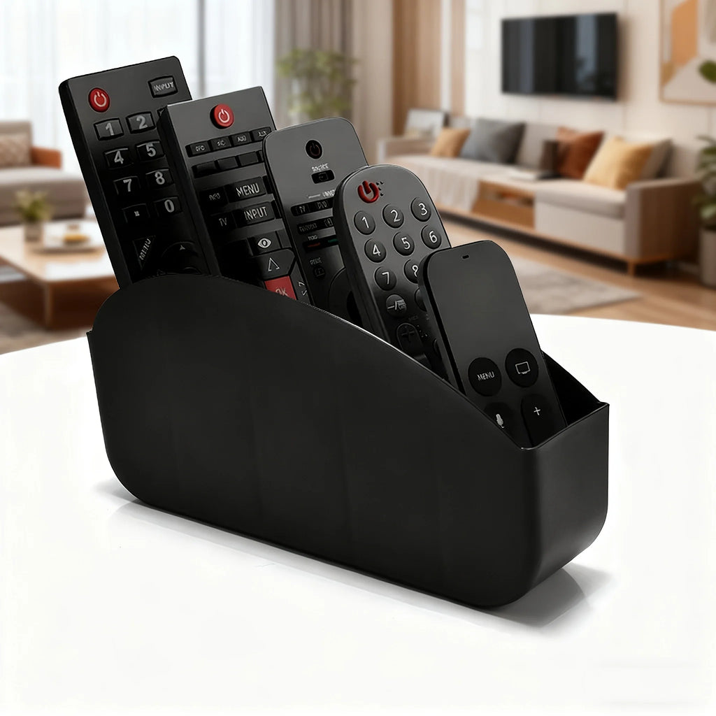 1pc 5 Compartments Remote Control Holder, Plastic Storage Box Organizer for TV, Glasses, Pens, Desk & Living Room Storage Boxes Oasis Select