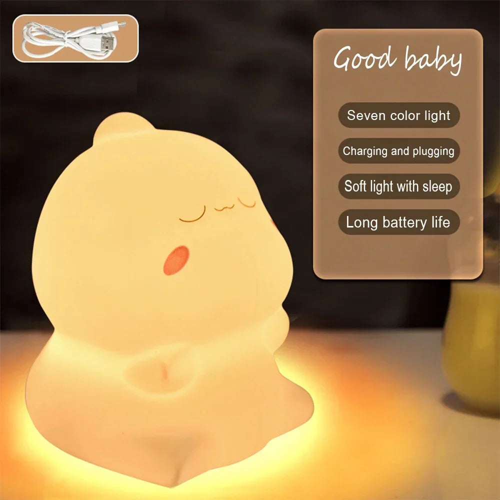 LED Night Light Cute Little Bear/Deer Cartoon Animal Children's Silicone Light USB Charging Bedside Decoration Birthday Gift Oasis Select X020-E