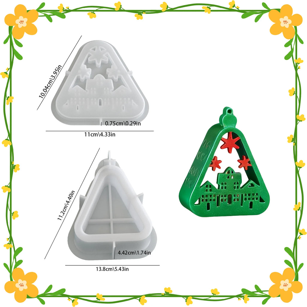 Christmas Triangle Candlestick Silicone Mold Santa Claus Snowman Tree Festival Resin Mould Mini Table Ornaments Home Decoration Oasis Select Group E mold