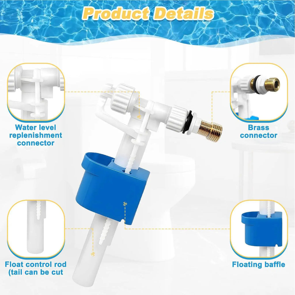 Toilet Inlet Shaft Float Valve Replacement Kits Fill Repair Tank Water side-entry Inlet Valve Parts for most standard toilets Oasis Select Default Title