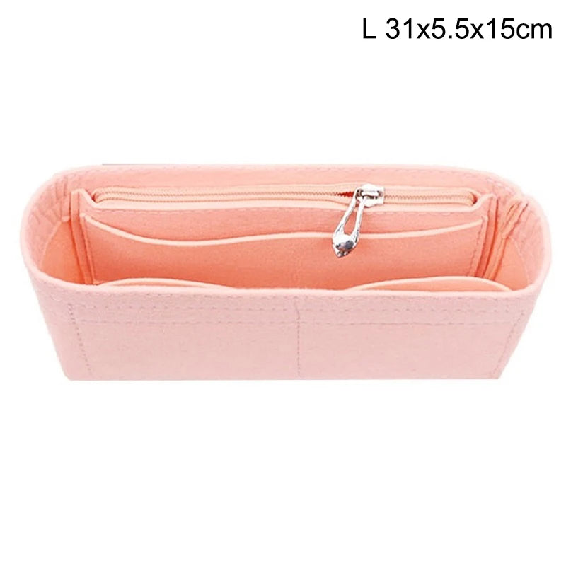 1PC Felt Insert Bag Organizer, Makeup Organizers, Liner Perfect for Brand Women's Handbags For And Cosmetic Bags Oasis Select Pink L