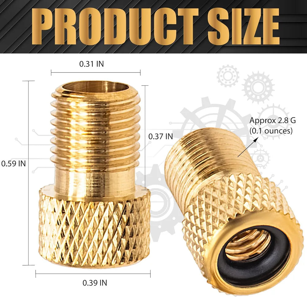 2Pcs Brass Presta Valve Adapter, Convert Presta to Schrader Adaptor, Inflate Tire for Bikes, 2 Pack Black Tire Valve Caps Oasis Select