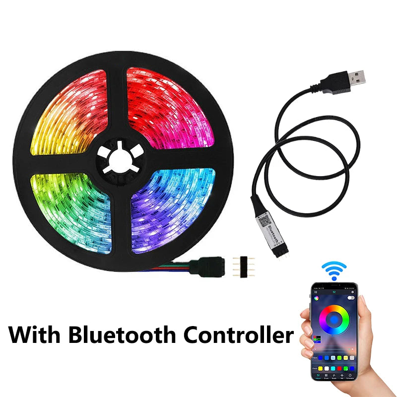 5V RGB 2835 LED Lights Strip Bluetooth APP IR Remote Control USB 0.5m 1m 2m 3m 4m 5m Gaming Room Decoration TV Background Light Oasis Select With Bluetooth 2m