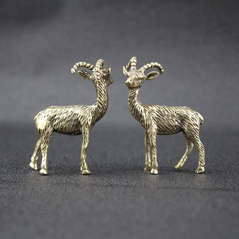 Antique Brass Goat Miniature | Metal Figurine Home & Tea Décor