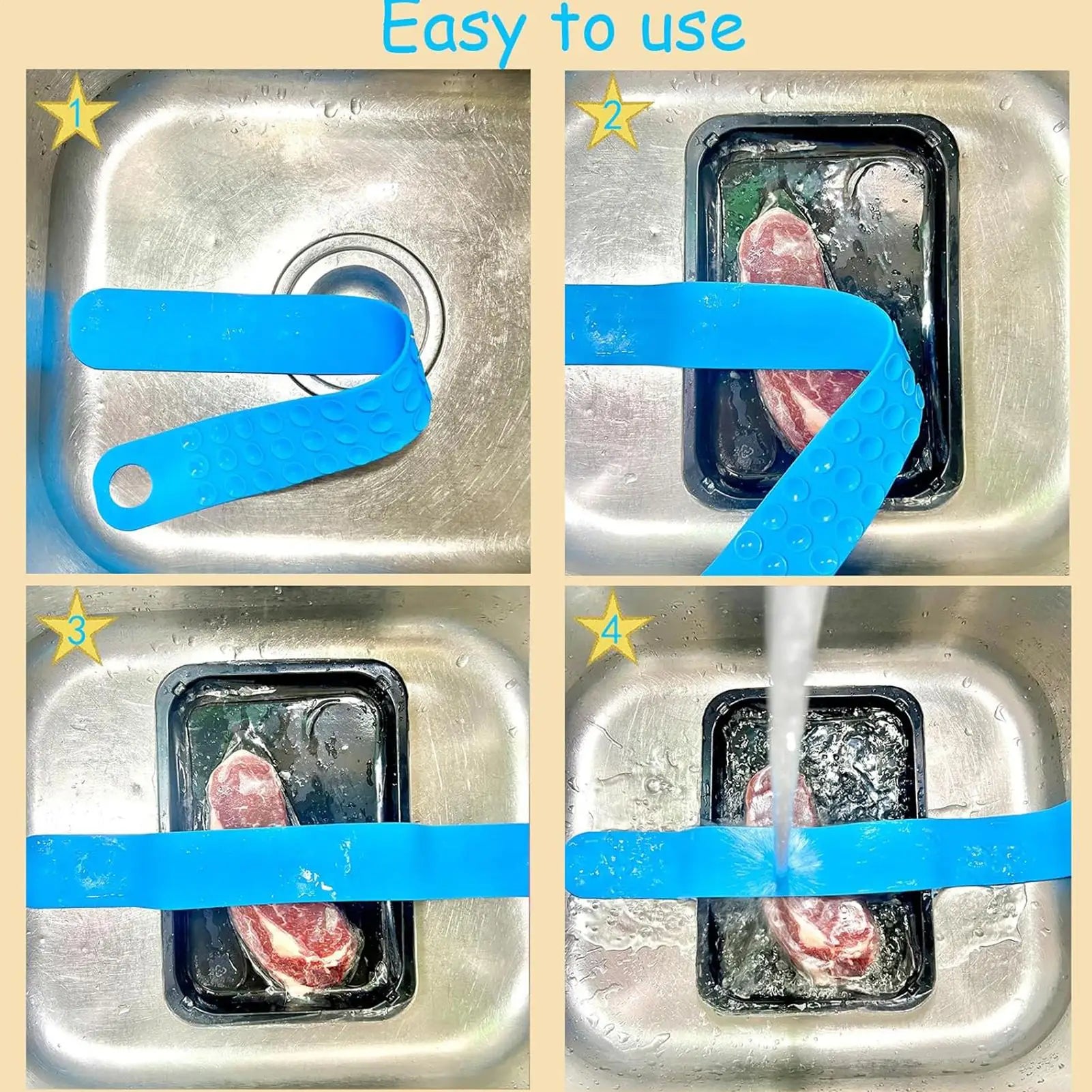 Silicone Sink Thawing Belt with Suction Cups 1PC Defrosting Stripes Rapid Thaw Defrosting Belt Multifunctional Quick Thaw Belt Oasis Select