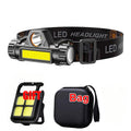 Super Bright Rechargeable COB LED Headlamp Magnetic USB Head Torch Outdoor Camping Hiking Fishing Long Battery Life Waterproof Oasis Select Popular Set