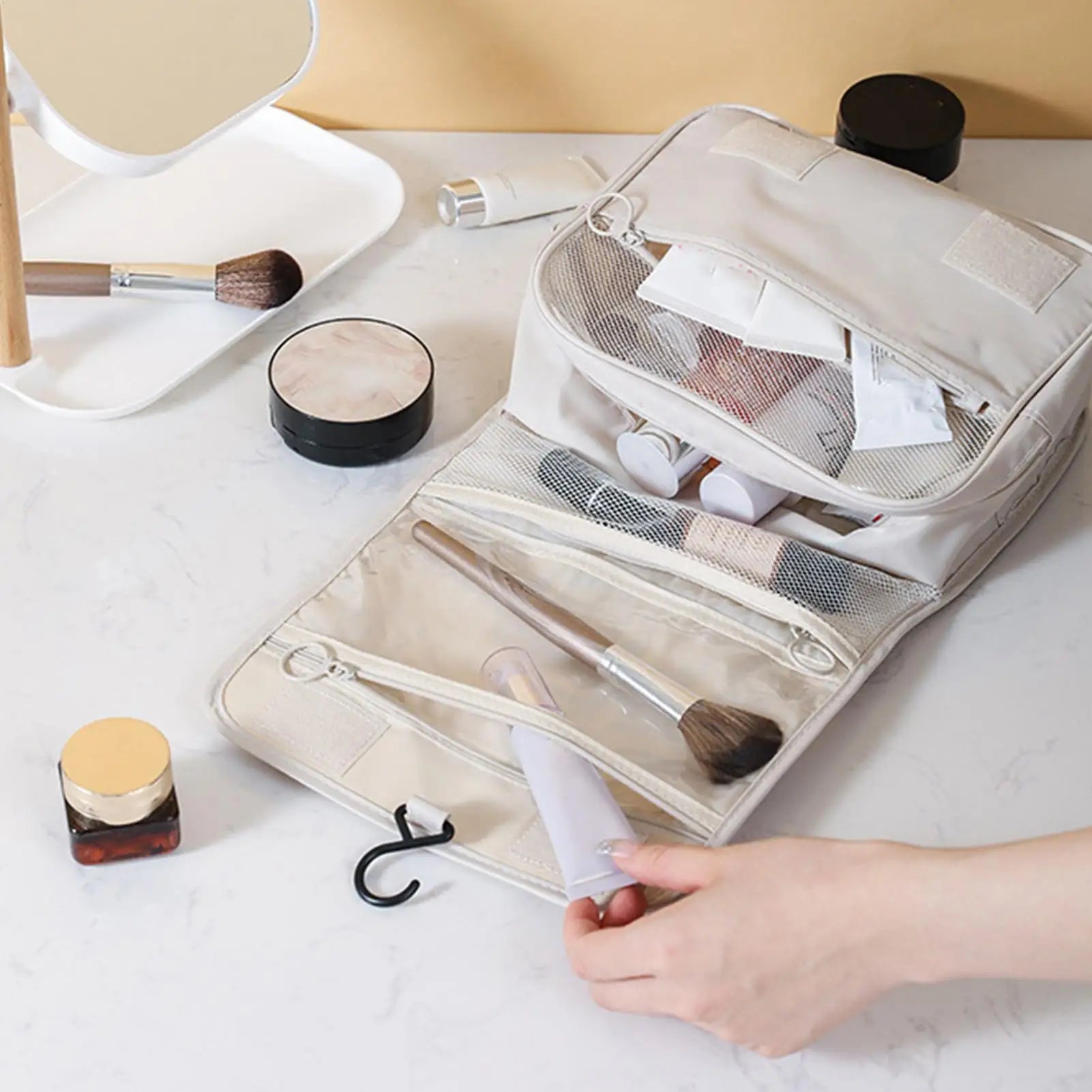 Travel Makeup Bags Waterproof Folding Dry and Wet Separation Toiletry Bag Cosmetic Storage Bag Large Capacity Cosmetic Bag Oasis Select