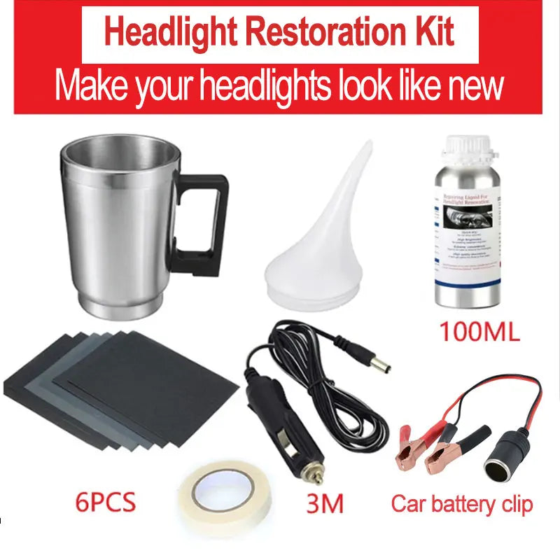 Car headlight repair tool Polishing Renovation Kit Repair Fluid Liquid Polymer Restoration Headlamp With Car battery clip Set Oasis Select
