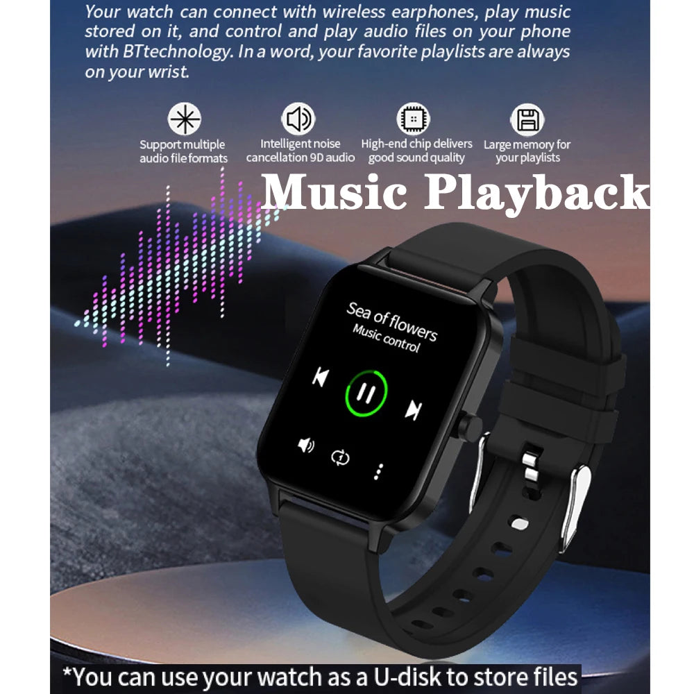 128M Local Music Smart Watch Blue Tooth Call 1.95” HD Full Touch Screen Smartwatch Weather Information Reminder Sports Bracelet Oasis Select