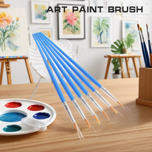 10*Painting Brushes Set Art Round Flat Hair Nylon Hair Paint Brush for Oil Acrylic Watercolor Kids/Artists/Beginners/Students Oasis Select
