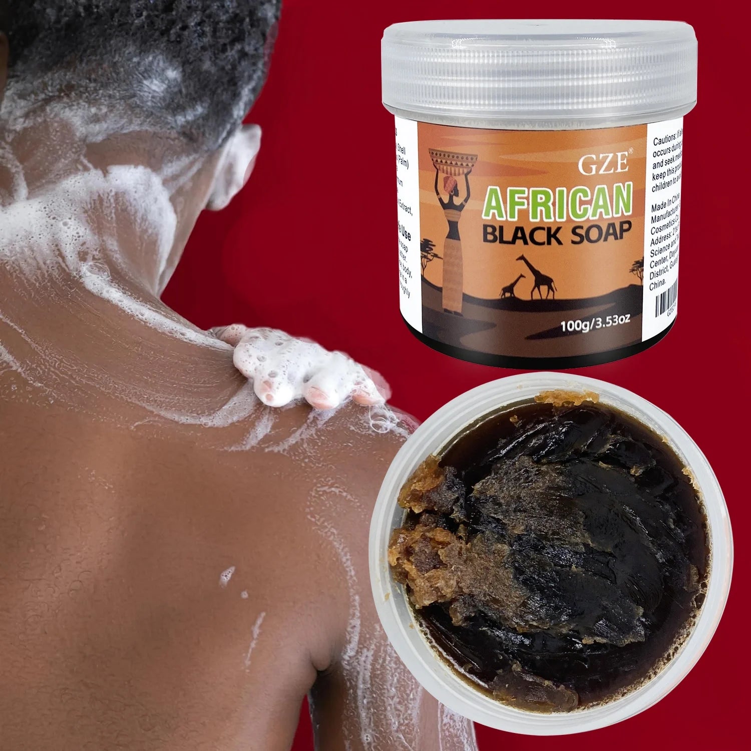 African Black Soap 3-in-1 Face, Hair & Body Cleanser – 100g