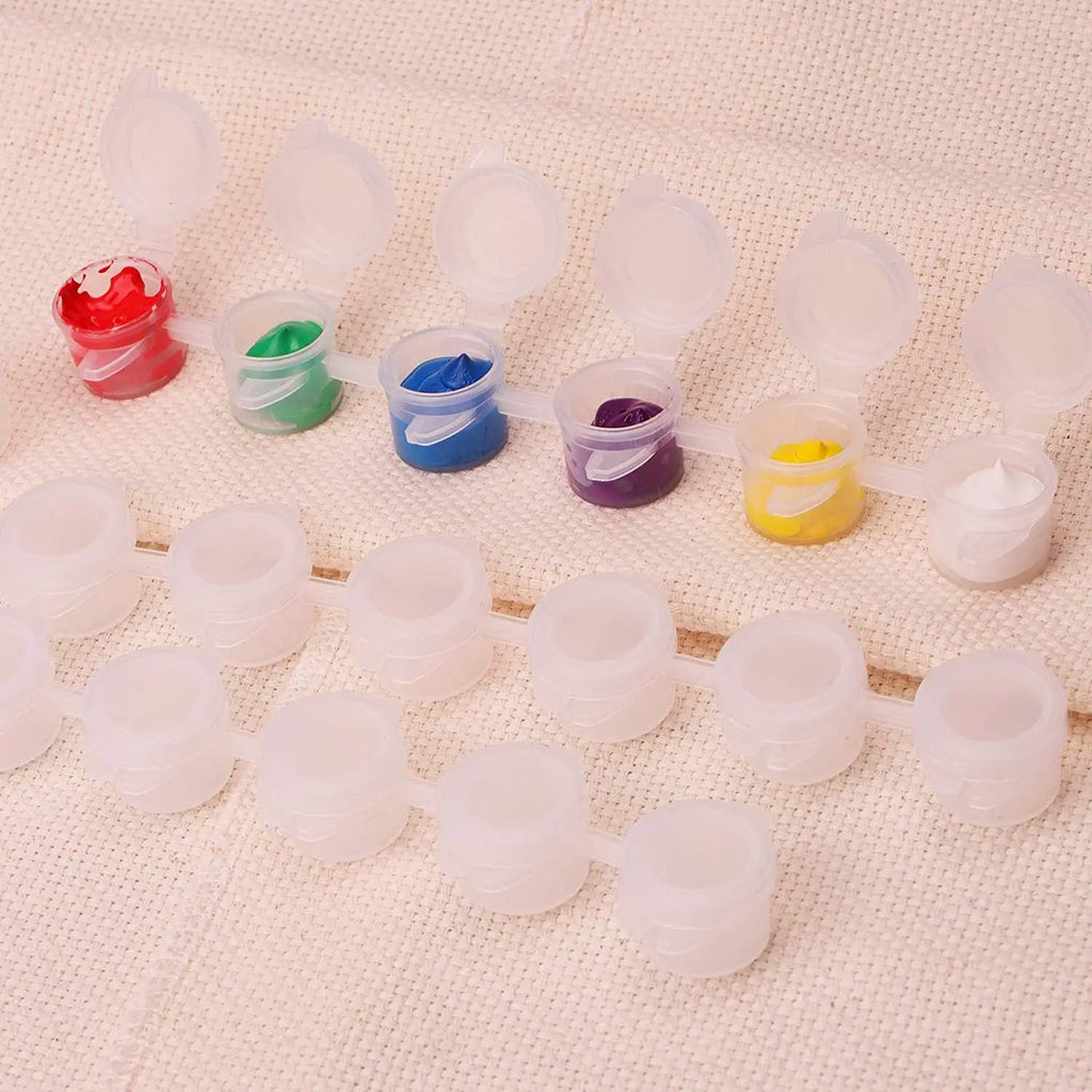 20 Strips 120 Pots Empty Paint Strips and 20 Pieces Paint Brushes,Paint Cup Clear Plastic Storage Containers,3Ml/0.17Oz Oasis Select