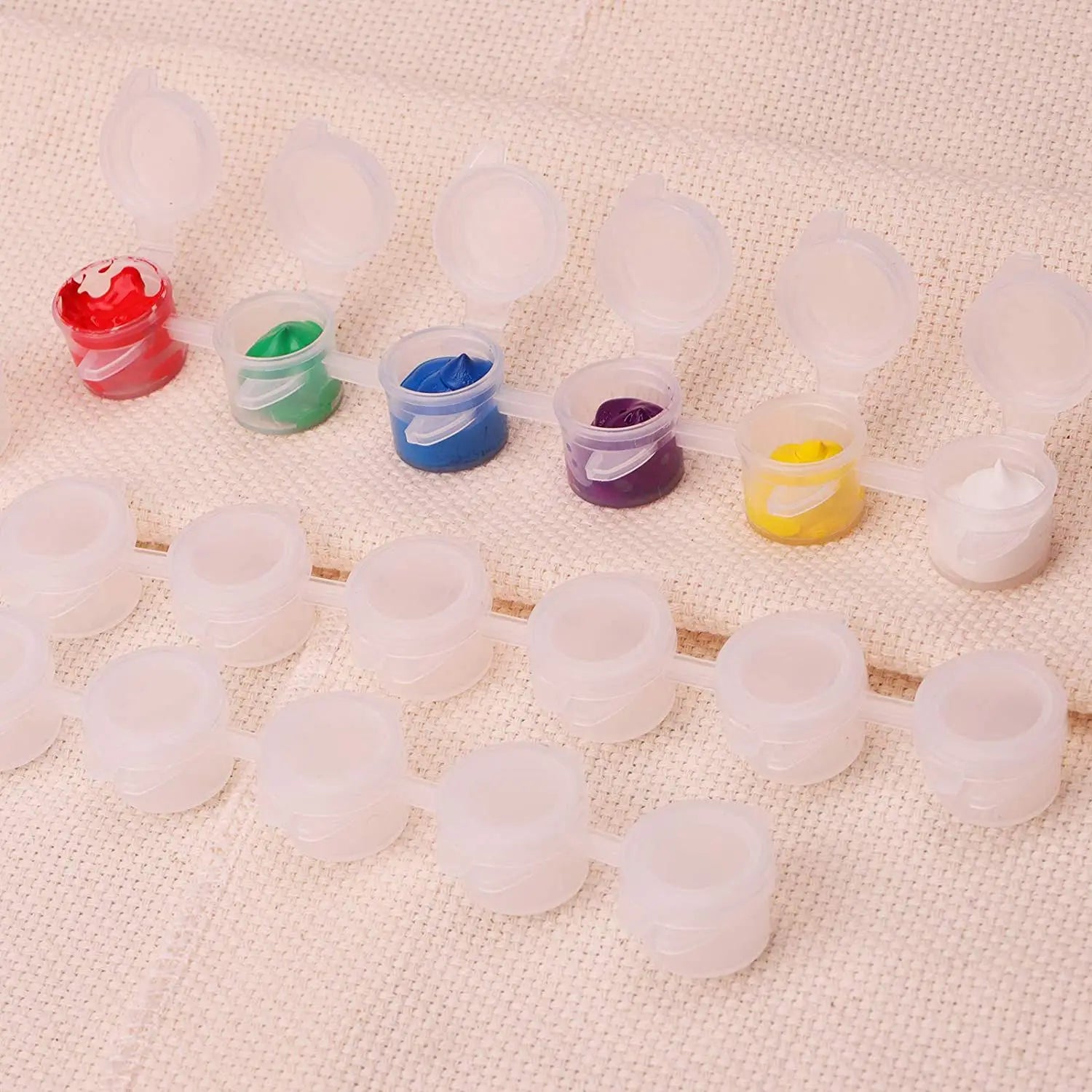 20 Strips 120 Pots Empty Paint Strips and 20 Pieces Paint Brushes,Paint Cup Clear Plastic Storage Containers,3Ml/0.17Oz Oasis Select