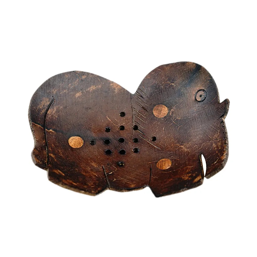 Coffee Coconut Shell Soap Holder Coconut Shell Fish Elephant Drainage Soap Dish Flower Leaf Heart Drain Tray Soap Box Oasis Select elephant