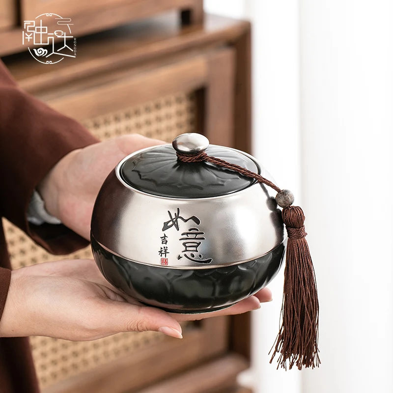 Chinese-style Sealed Tea Canister for Storing Tea Ceramic Tea Storage Canister Coffee Container Oasis Select