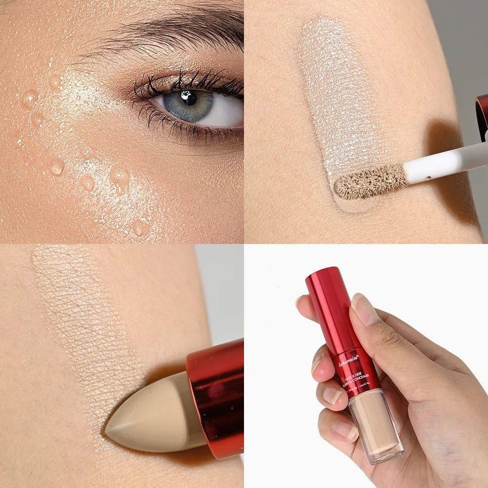 Lakerain 2 IN1 Concealer Fuzzy Stick Hydration Long Lasting Coverage Blemishes Conceals Dark Circles Liquid Concealer Cosmetics Oasis Select