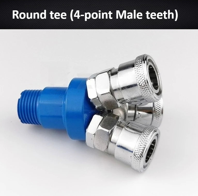 Three Way and Two-waySMV SMY Air Compressor Pneumatic Joint Circular Bidirectional Circular Internal Thread Quick Connector Tool Oasis Select Round tee SMY Bule 4 points male thread