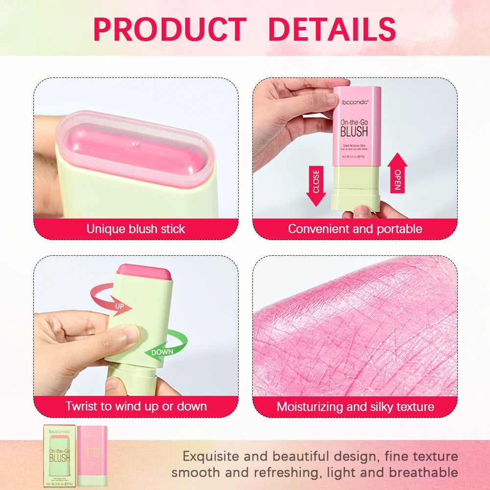 ibcccndc Rotating Blush Cream Tinted Moisture Stick Naturally Long-lasting Moisturizing Waterproof And Non-Removing Orange Blush Oasis Select