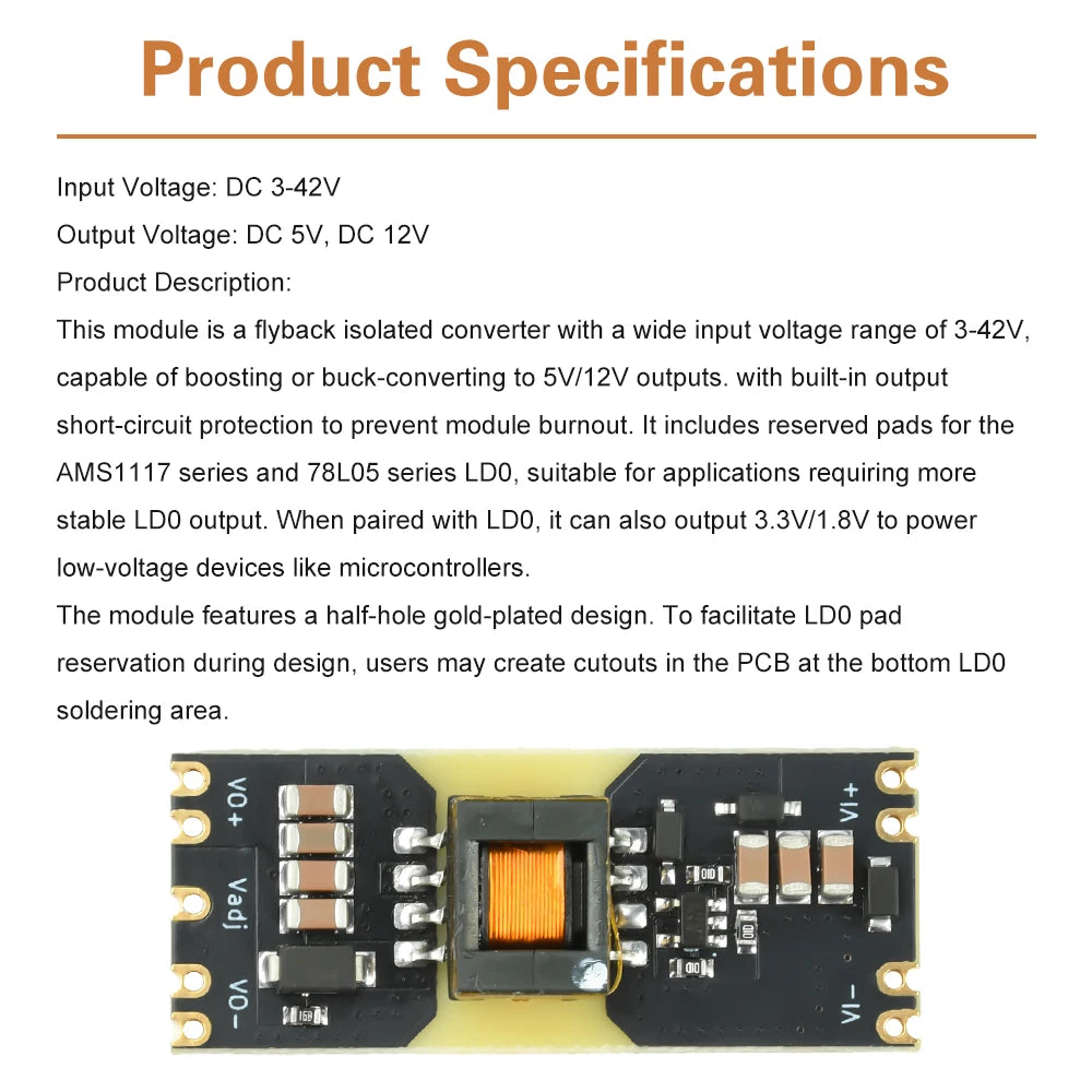 JW3510 Isolated DC DC Power Module 3-42V to 5/12V Step-up Step-down Boost Buck Converter Module Stabilizer Voltage Regulation Oasis Select
