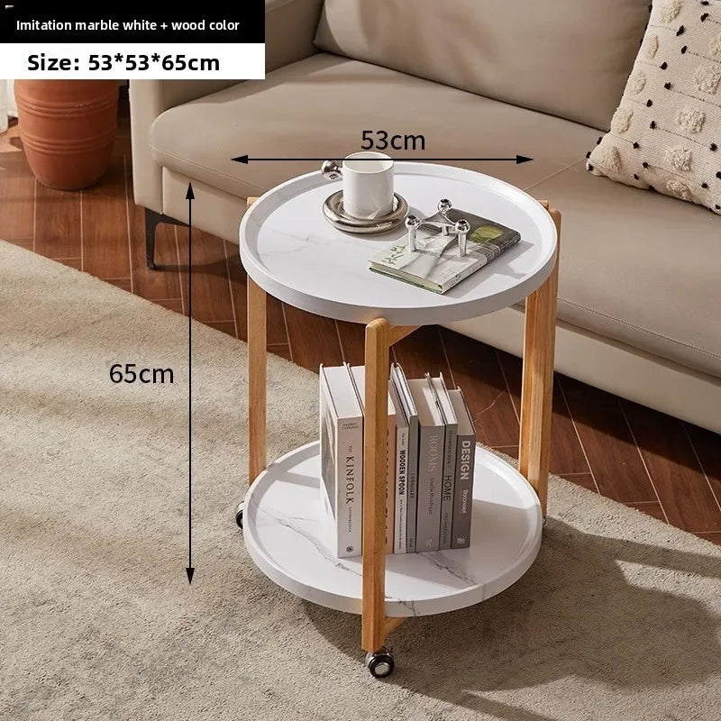 Multi-functional Movable trolley side table Living room coffee table Movable coffee table sturdy and durable Oasis Select Log color rack G