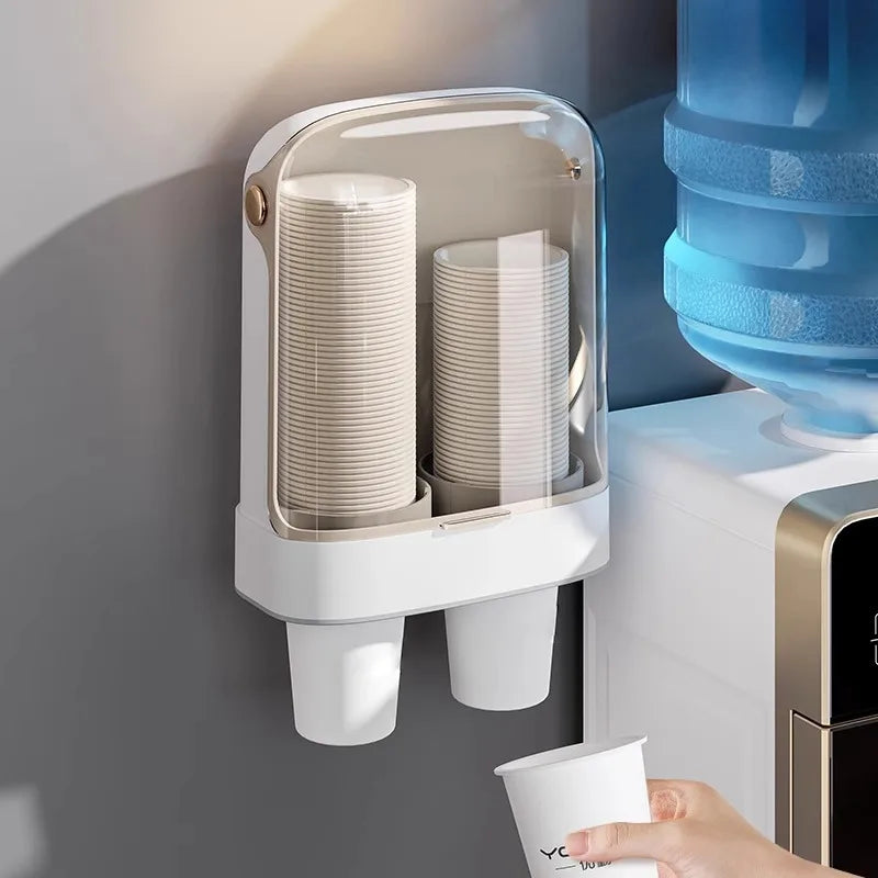 No-Drill Wall-Mounted Disposable Cup Dispenser | Dustproof Holder